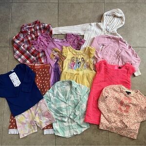 Lot of 11 girls size 6 cloths cardigans sweater tops pajamas nightgowns shorts